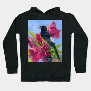 Shama Bird with Ginger Flowers Hoodie